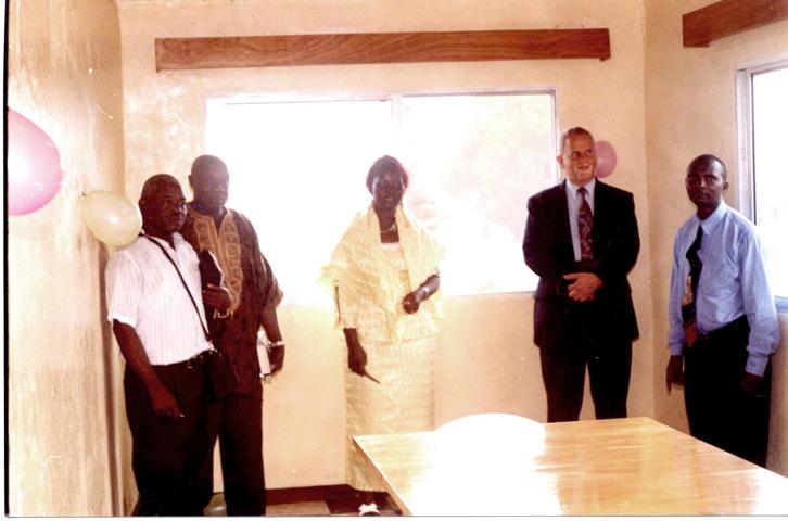 Deacons and guests posed for photo in the conference/counseling office